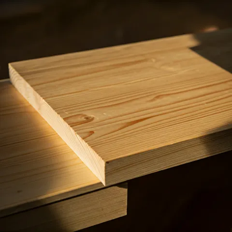 Close up of minimalist wooden joinery in sunlight